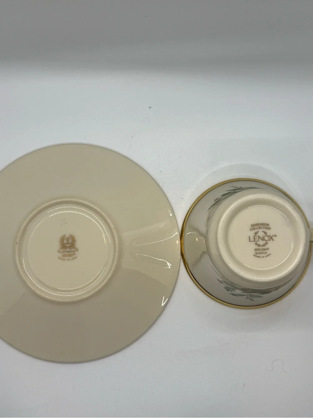 Lenox Holiday Holly Teacup and Saucer with Gold Trim -Cup is NWT